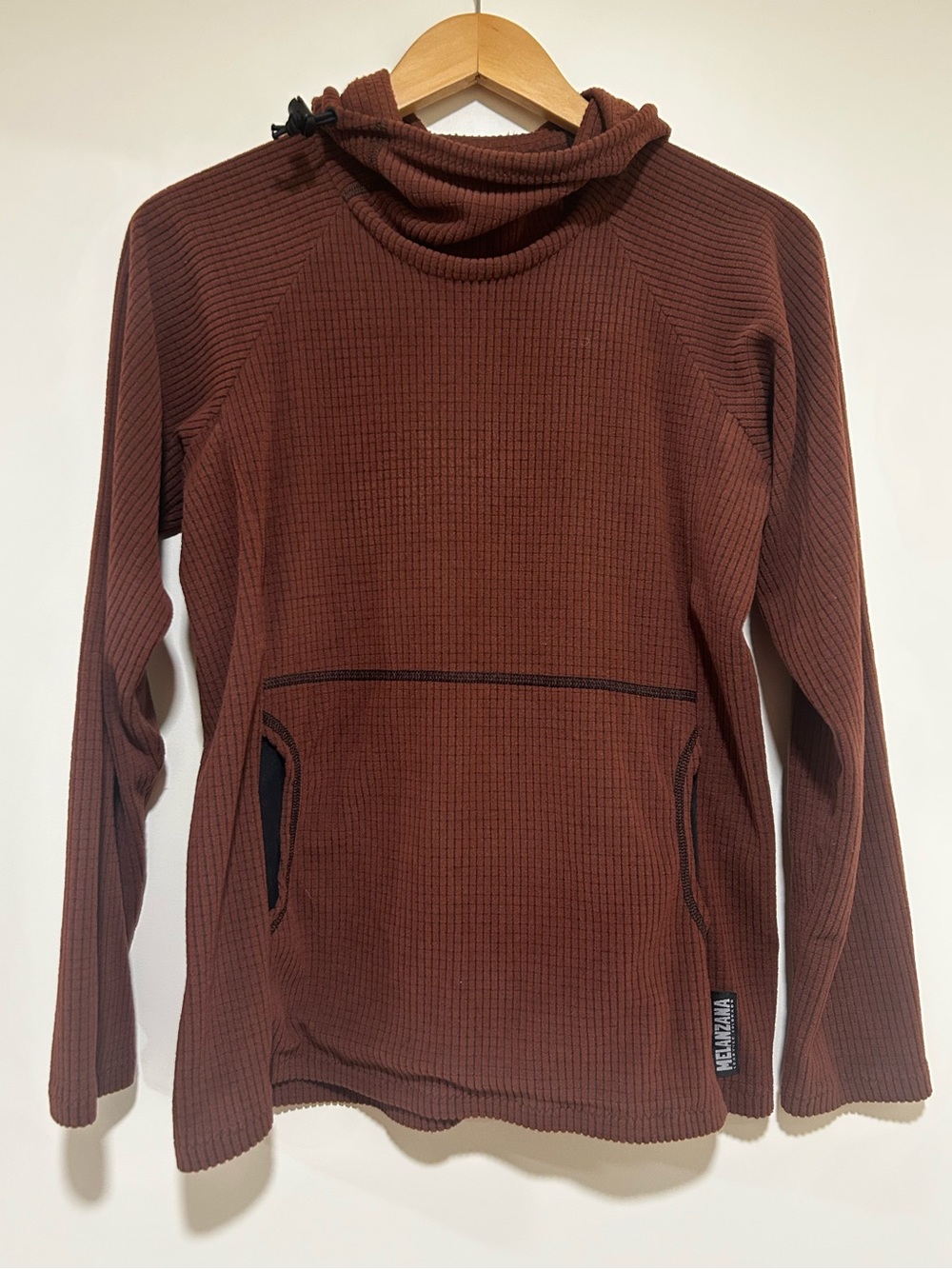 Melanzana Womens Microgrid Hoodie V2 in Brown Size Small